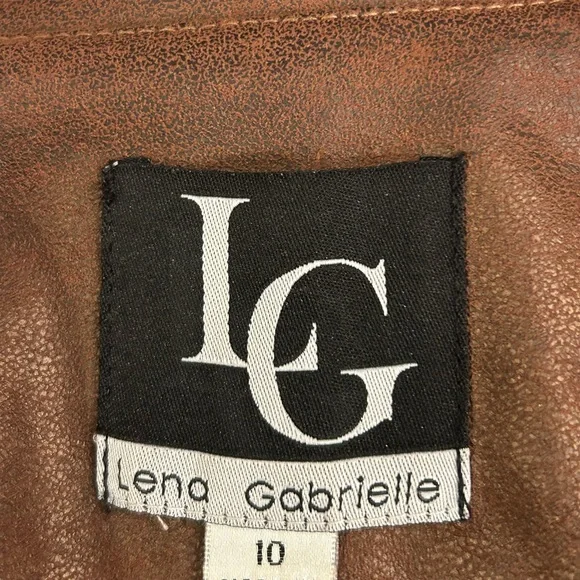 Mahogany Brown Military Style Faux Leather Jacket EUC SZ 10 Fitted Slimming - Picture 2 of 9